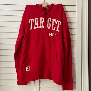 Target Red Zippered Hoodie Hooded Sweater Sweatshirt XL Vintage Embroidered